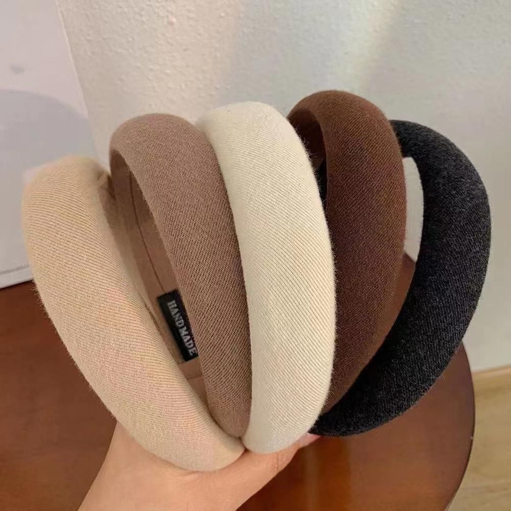 Ladies Headband Padded Hairband Wide Sponge Hair Hoop Solid Colour Accessories - Light Coffee โ image 4