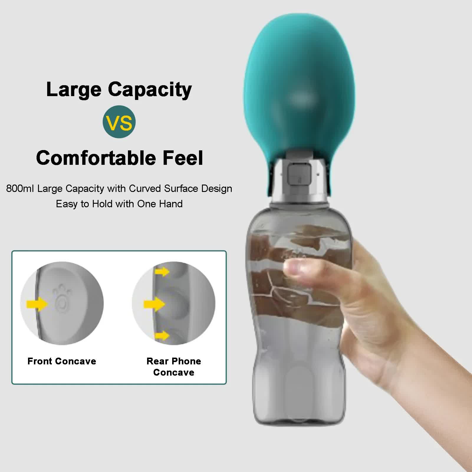 Pink And Grey Portable Foldable Pet Water Bottle with 800ml Capacity - Leakproof Travel Hydration Dispenser for Dogs and Cats โ image 4