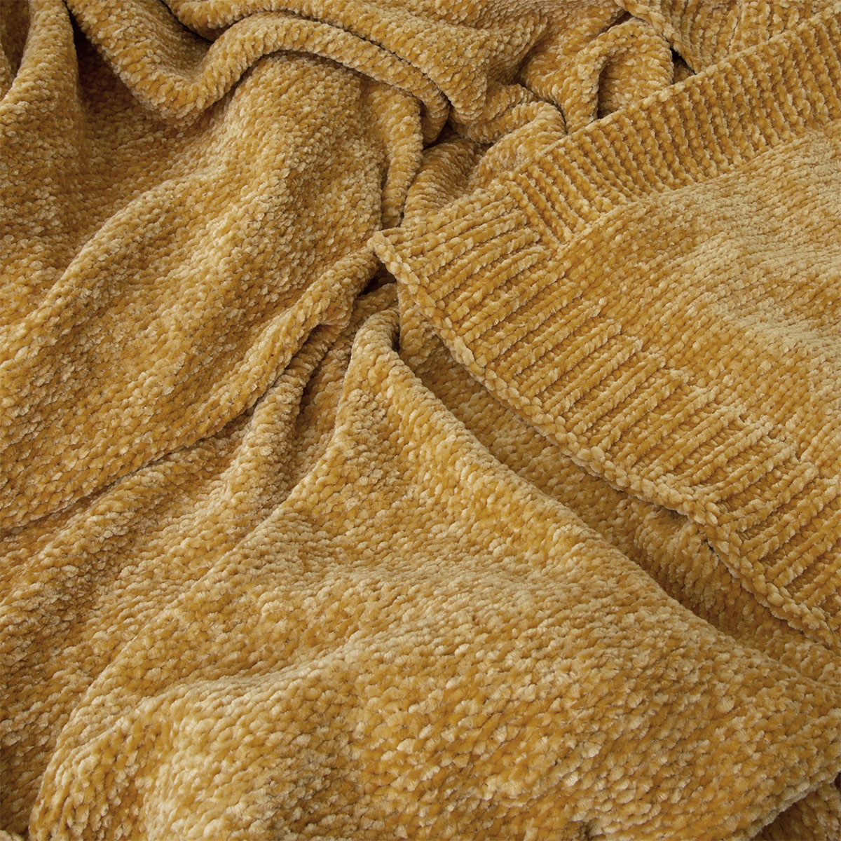 J Elliot Home Leslie Chenille Throw 130 x 160 cm Ochre — image 2