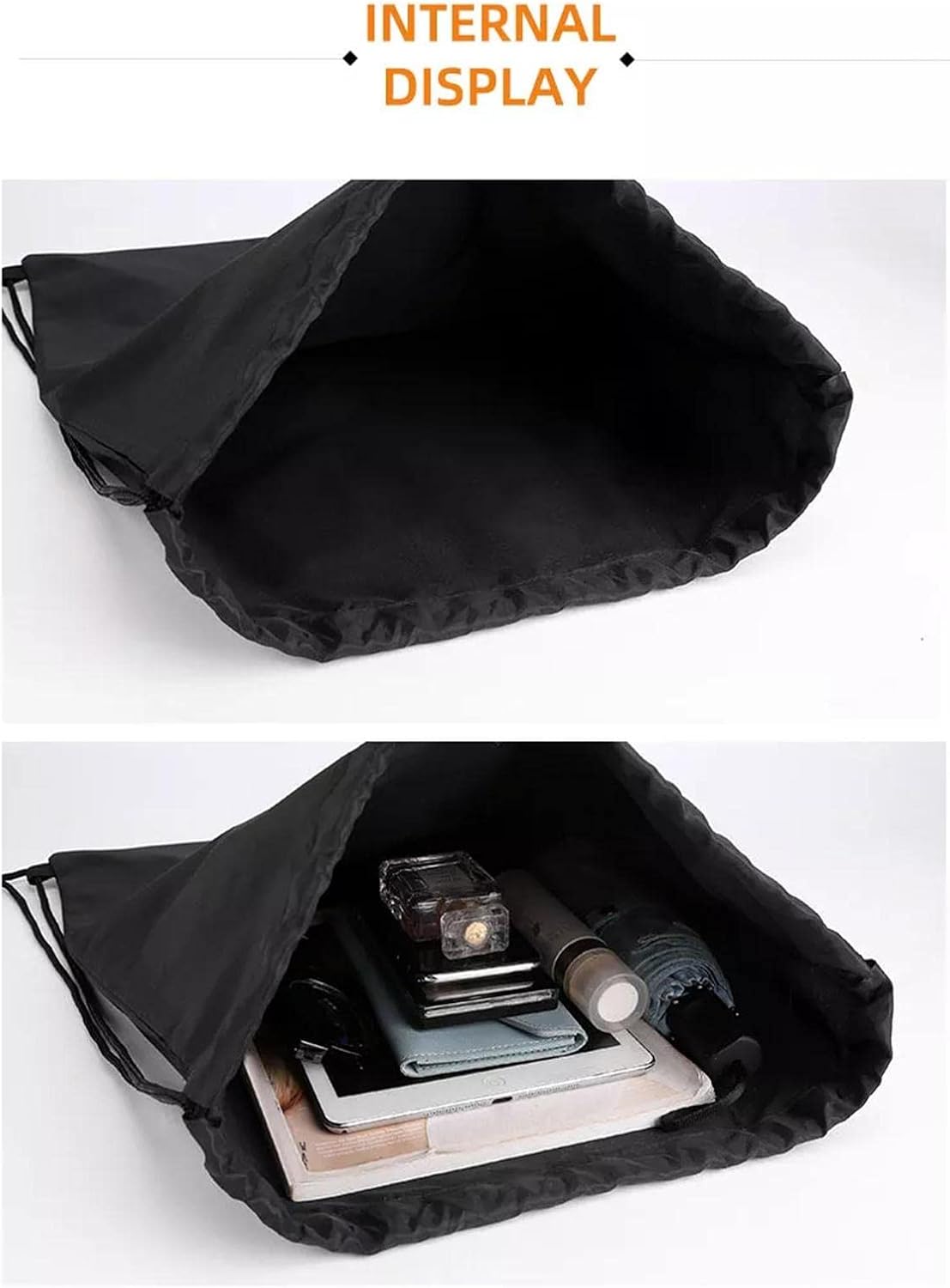Drawstring Backpack Sports Gym Bag for Women Men,Folding Sport Backpack Drawstring Bag for Home Travel Storage Use — image 4