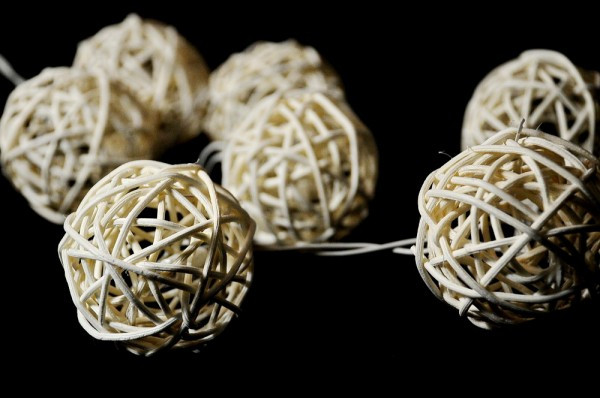 1 Set of 20 LED Cream White 5cm Rattan Cane Ball Battery Powered String Lights Christmas Gift Home Wedding Party Bedroom Decoration Table Centrepiece โ image 4