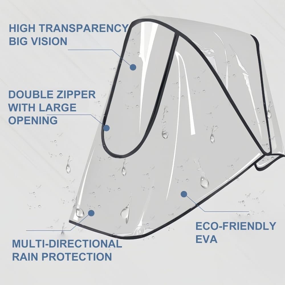 Universal Rain Cover Stroller Transparent EVA with Zipper and Window, Wind and Waterproof Protection — image 5