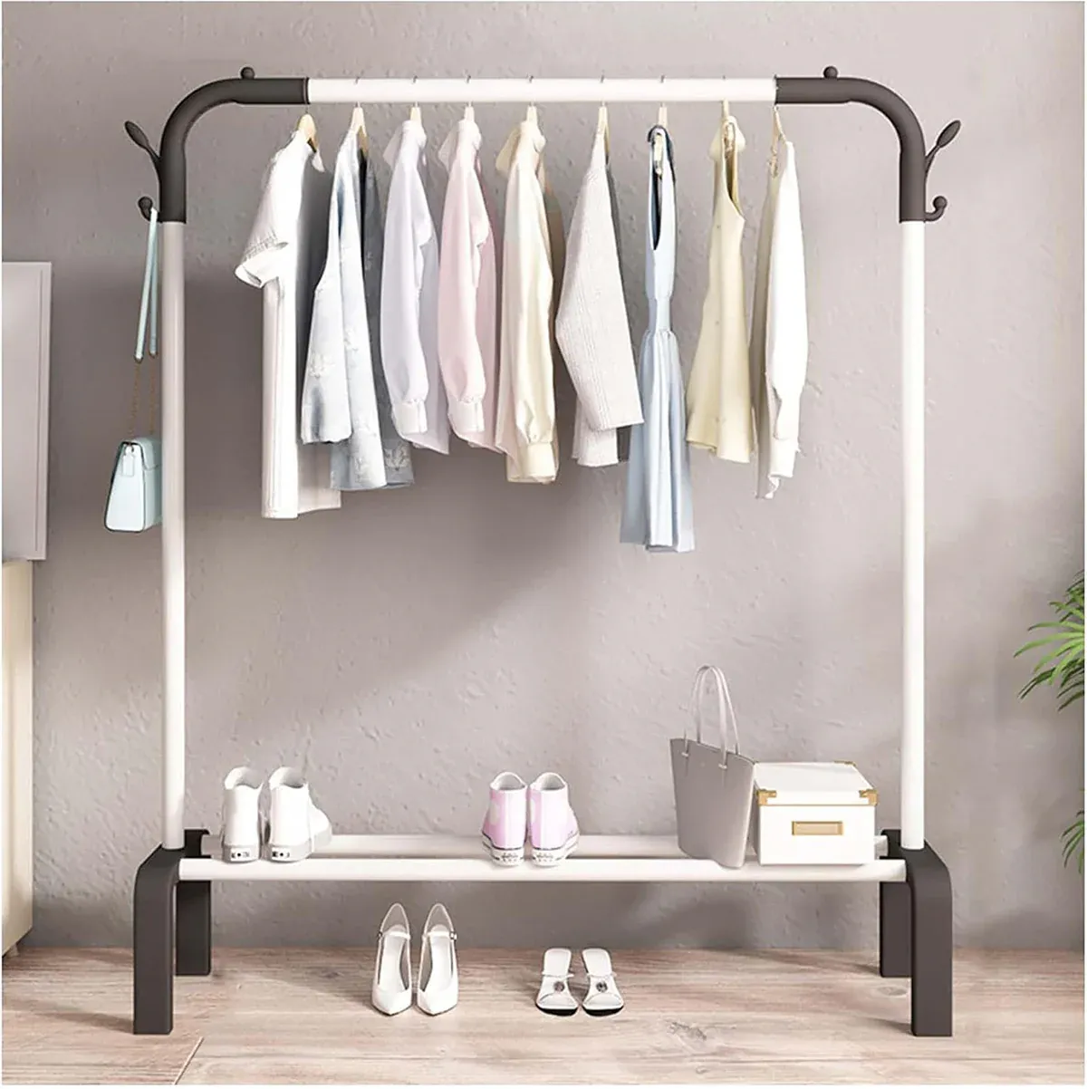 Clothes Rack Durable Sturdy for Home Bedroom Laundry Room Storage Organizer - White — image 6