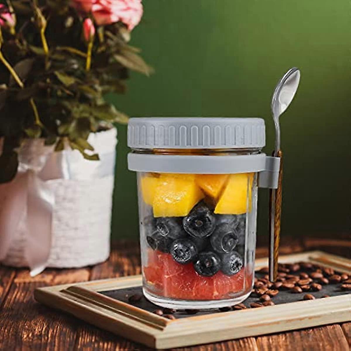Salad Jars with Spoon Breakfast On The Go Oats Cups Large Airtight Storage Jars โ image 2