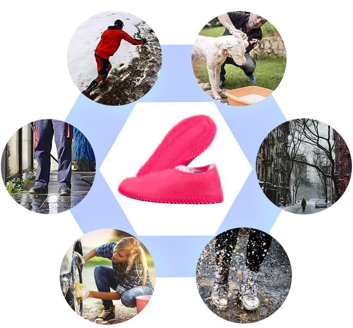 Overshoes - 1 Pair - Waterproof Silicone Overshoes - Reusable, Non-slip, Suitable for Outdoor Activities (Pink - Size M) — image 4