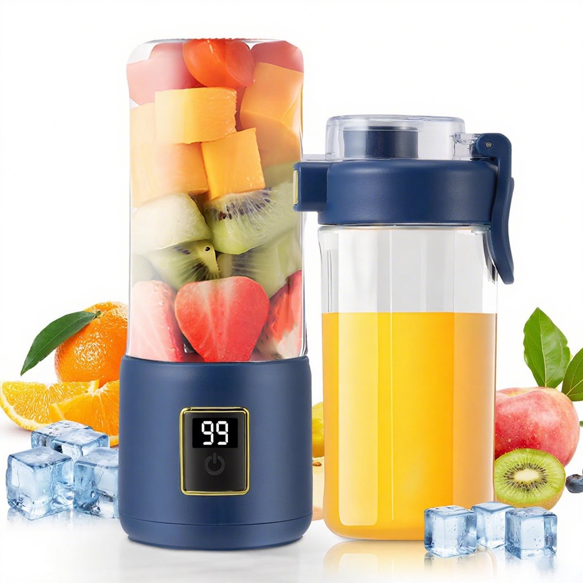Portable Blender - Mini Blender - 12 Blades - Portable - On-the-Go Blender - Mini Juicer - Smoothie Maker - Perfect for Smoothies, Juices, and Baby Food - Dark