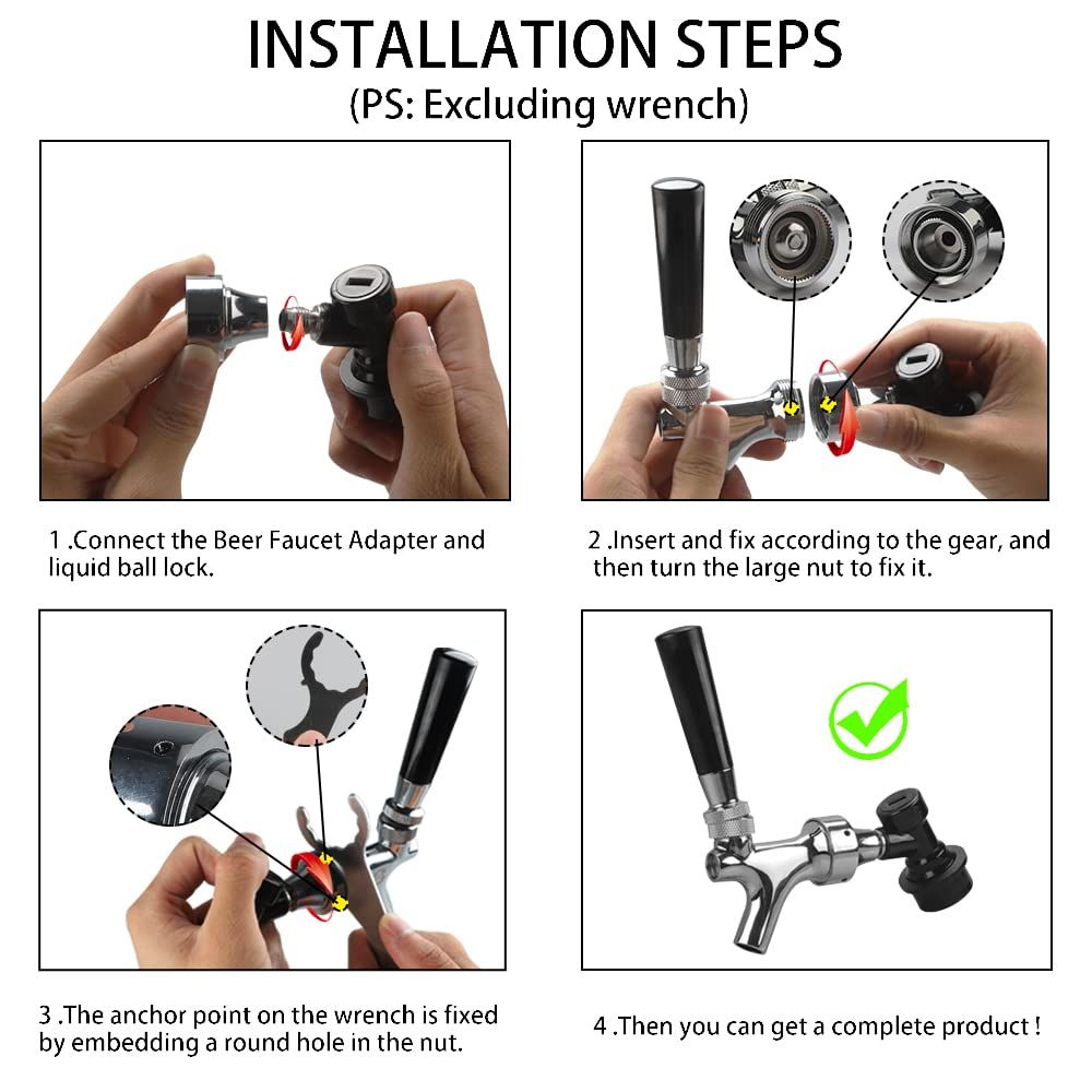 Stainless Steel Stem Beer keg Tap Faucet with Ball Lock disconnect chromed body Serving Beverages at Festivals, Picnics — image 3
