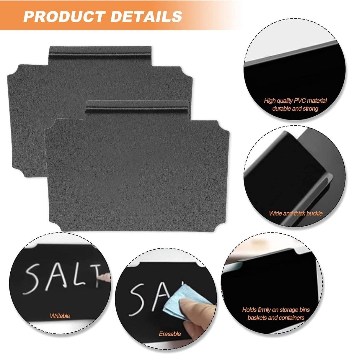 12 pieces - Labels - basket labels with clip - removable storage rack labels - chalkboard label - label holders - clip-on labels - shelf labels - PVC label — image 4
