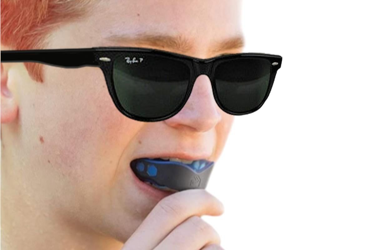 2Pcs Professional Sports Mouthguard Teeth with Strap EVA Sports Mouth Guards -Blue with Black — image 4