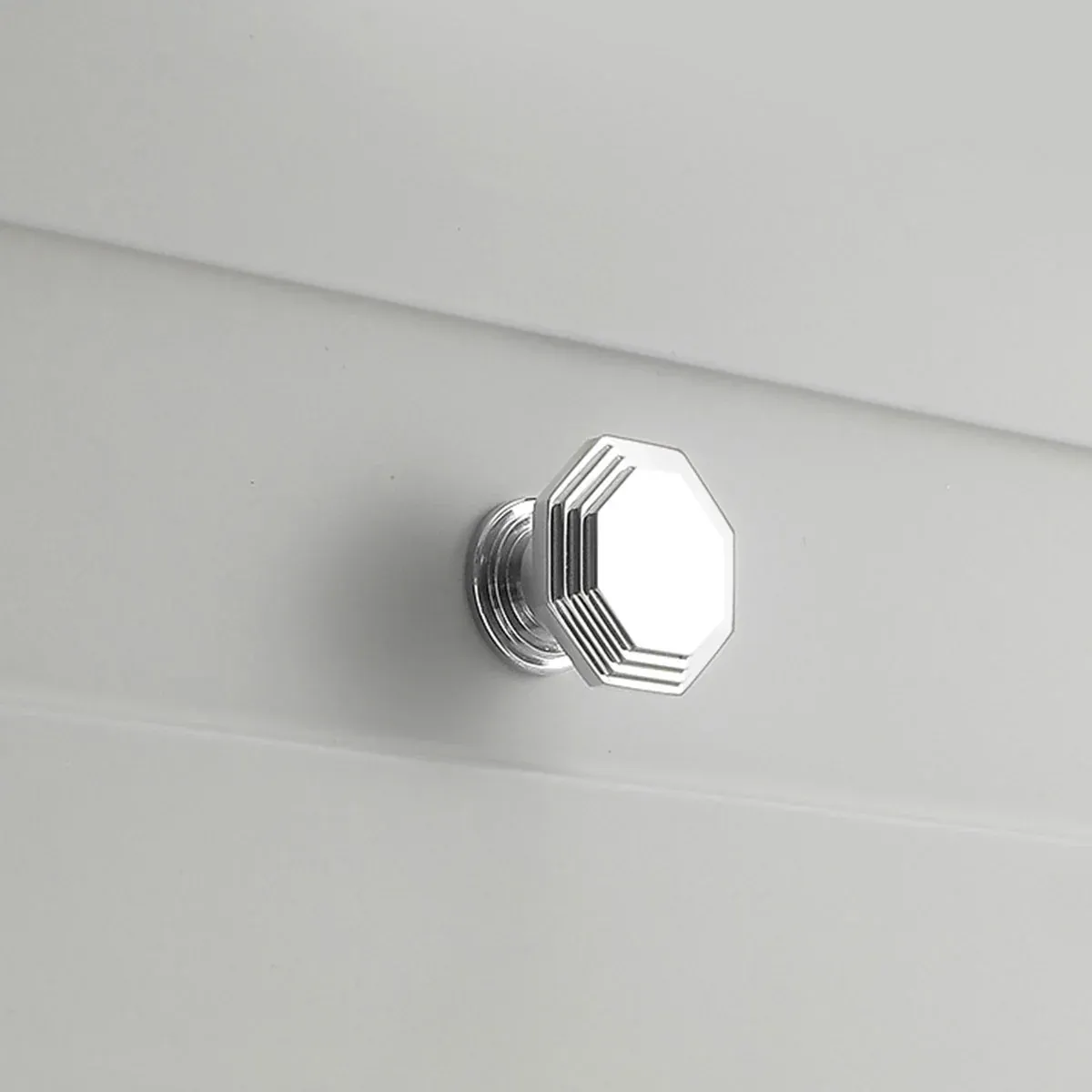 French Cabinet Handle Bright Silver Single Hole Modern Pull for Drawer Wardrobe - Octagon โ image 6