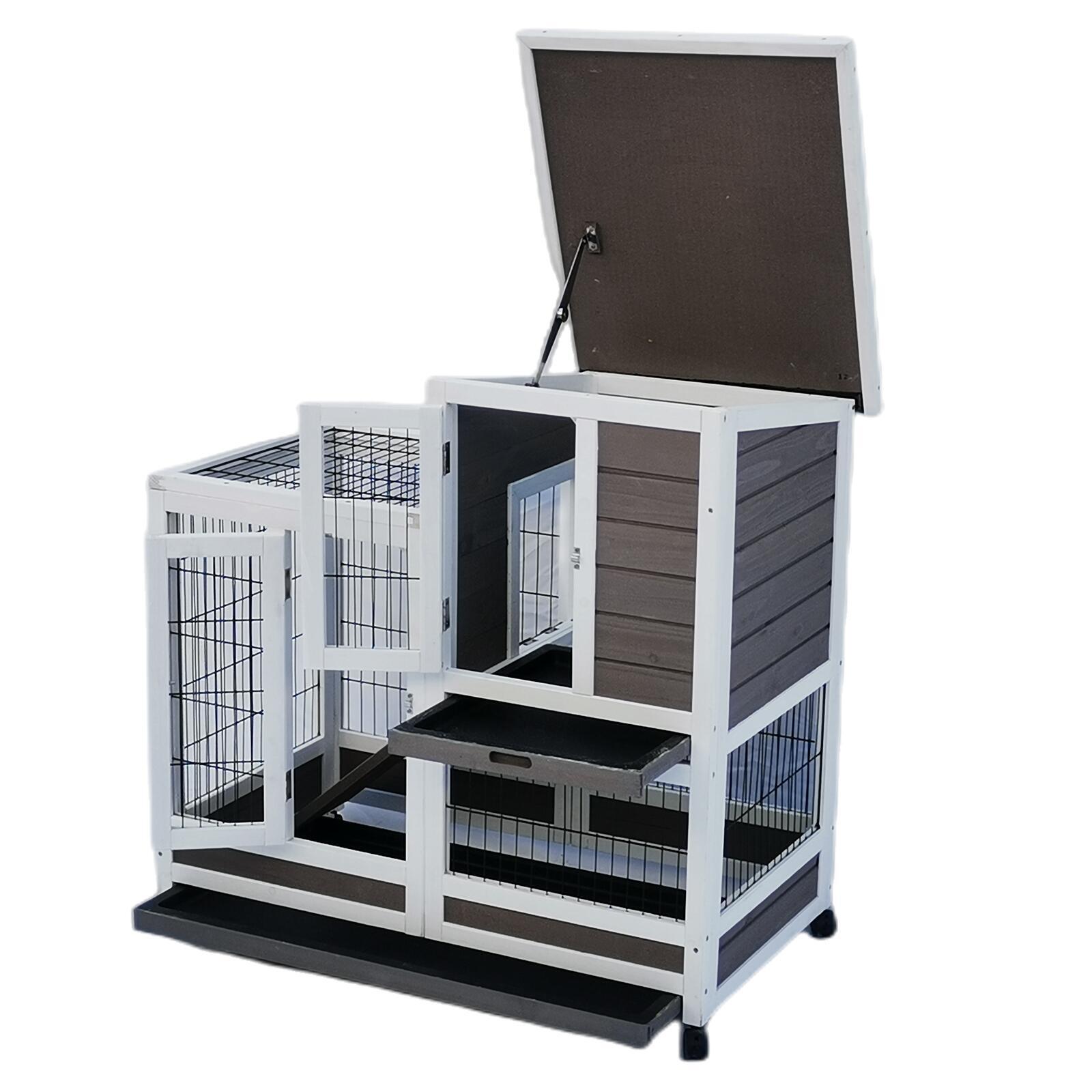 YES4PETS Rabbit Hutch Cat House Cage Guinea Pig Ferret Cage With Wheels โ image 3