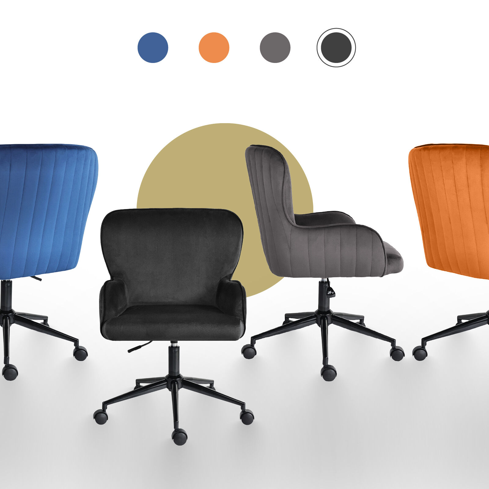 Desk Armchair - Home Office Swivel Chair Adjustable Height Seat PLUME BLACK โ image 4