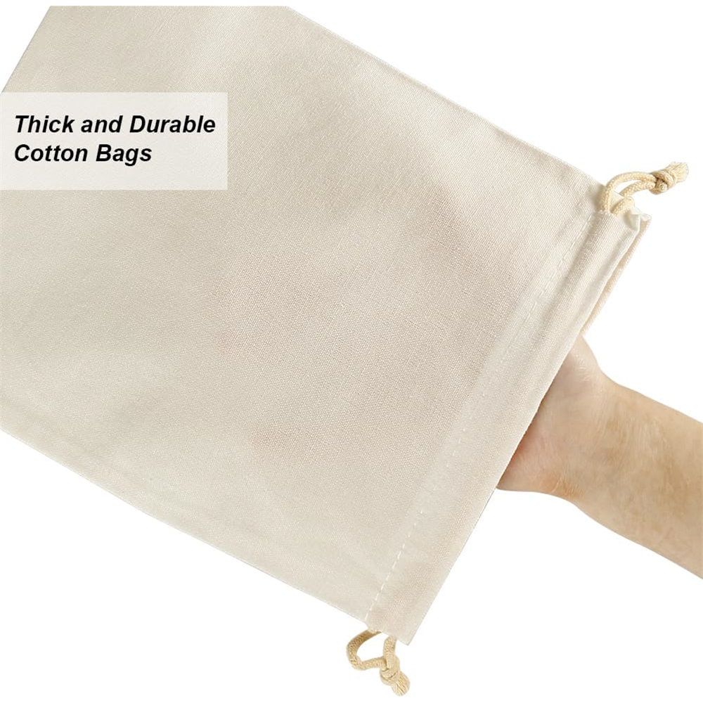 Cotton Bags - Medium 8x10 Inch (12 Bags) - Reusable Muslin Storage Bags with Drawstrings - Biodegradable Canvas Fabric - Perfect for Snacks, Clothes โ image 2