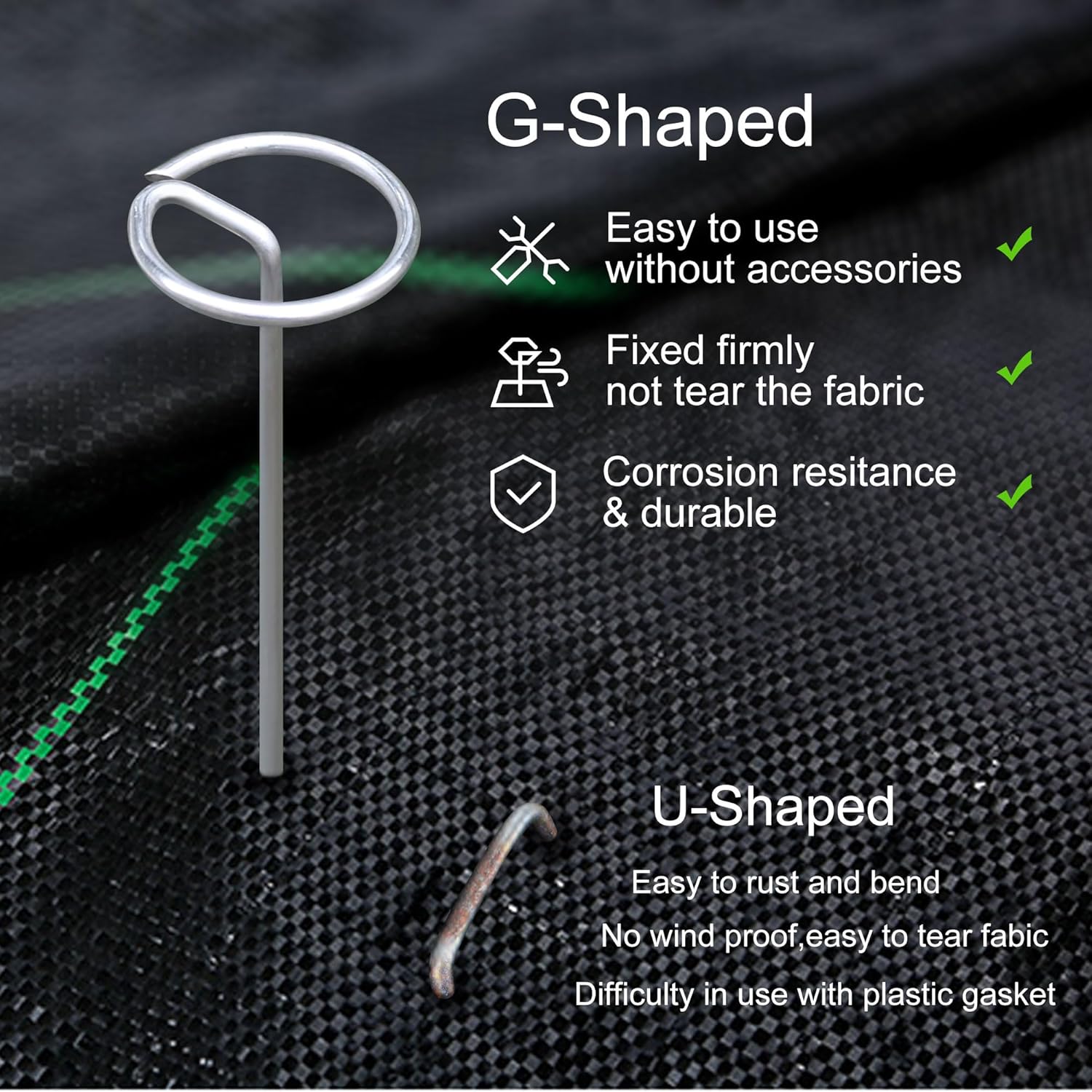 120 Pcs Garden Landscape Staples - 12 Gauge Circle Top Landscape Pins - 6 Inch Galvanized Landscape Pins Garden Stakes with 1Pc Nail Lifter for Securing Yard — image 4
