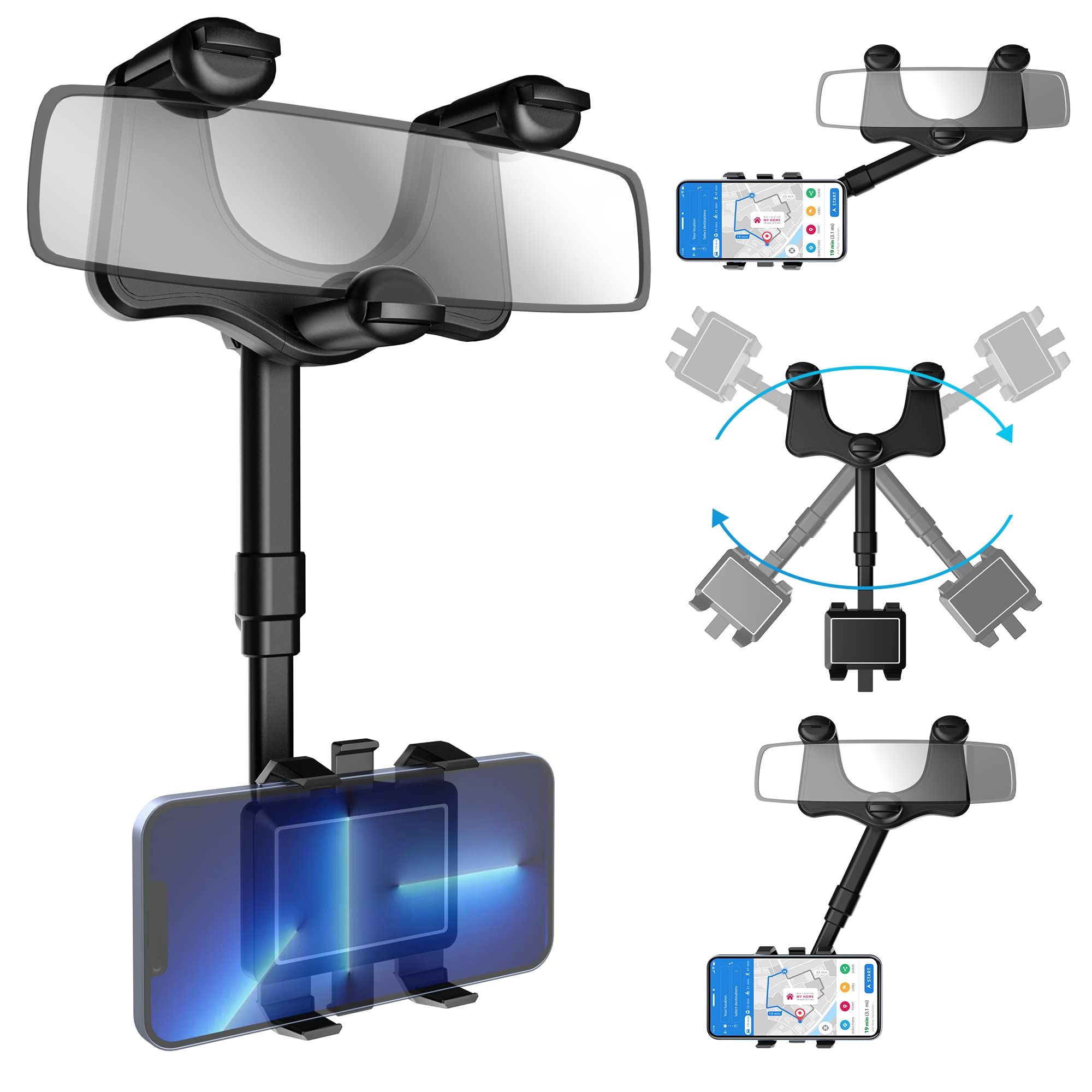 Car phone holder, car rearview mirror holder, AR navigation, car multifunctional 360 ° unobstructed view