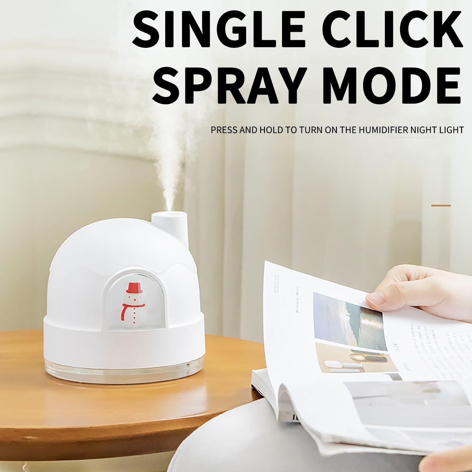 Rechargeable Mini Humidifier, Dual-Purpose Humidifier & Night Light, New Snow House Night Light Humidifier — image 3