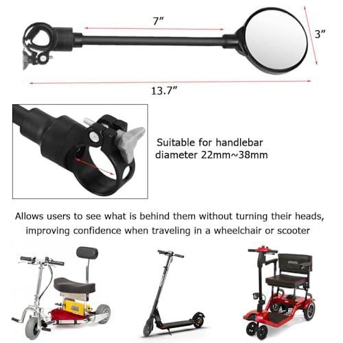 2 Pack 360° Rotating Wide Angle Rearview Mirror for Mobility Scooters and Wheelchairs (Black) — image 2