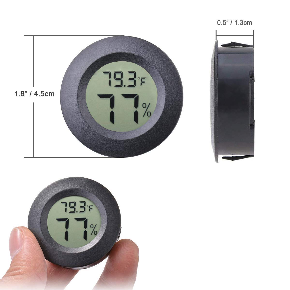 3pcs Mini Hygrometer Thermometer Indoor Outdoor Round Humidity Meter Fahrenheit Celsius Switchable Temperature Gauge Humidity Sensor Monitor for 3D Printer — image 2