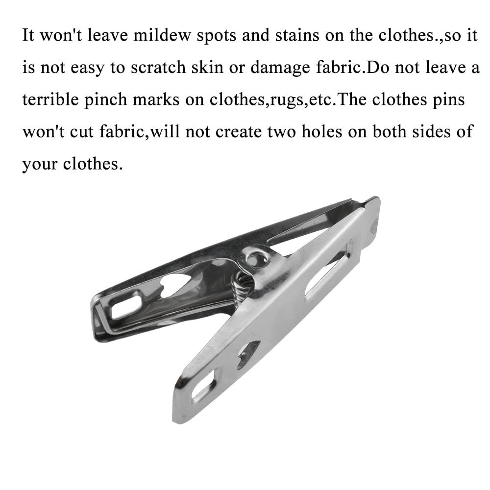 20 PCS Stainless Steel Clothespins Sock Clip Laundry 1.9inch Length with Spring Strong Grip Windproof Easy Pinch Hang Save โ image 2