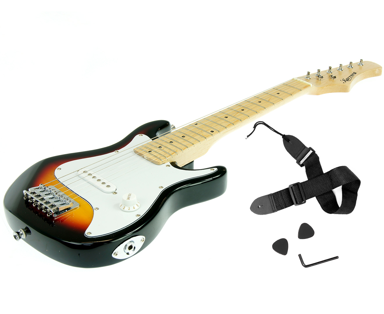 Karrera Kids Electric Guitar Junior Beginner Double Cutaway Scaled-Down Instrument for Children - Sunburst — image 2