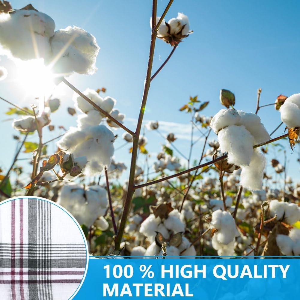 Men's Cloth Handkerchiefs, 24 Pcs Cotton Handkerchiefs for Men, Traditional Handkerchief for Men, 36 cm x 36 cm, 24 Pcs, One Size — image 3