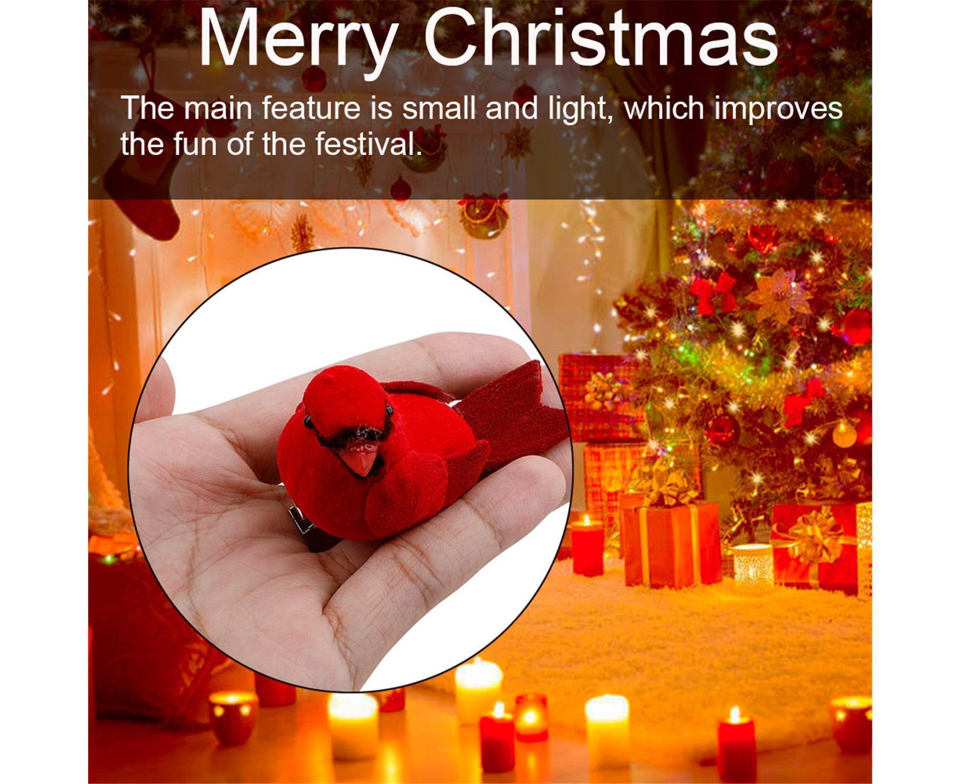 10Pcs Artificial Red Christmas Lucky Birds DIY Xmas Tree Pendant Decoration Gift-B — image 4