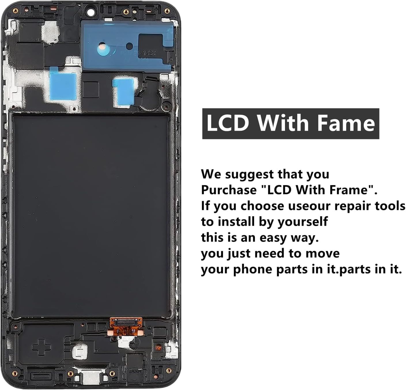 Samsung Galaxy A20 Screen Replacement with Frame, 6.4 Inch Super AMOLED Touch Digitizer, Complete Disassembly Repair Tool Kit for SM-A205F SM-A205U SM-A205U1 โ image 2
