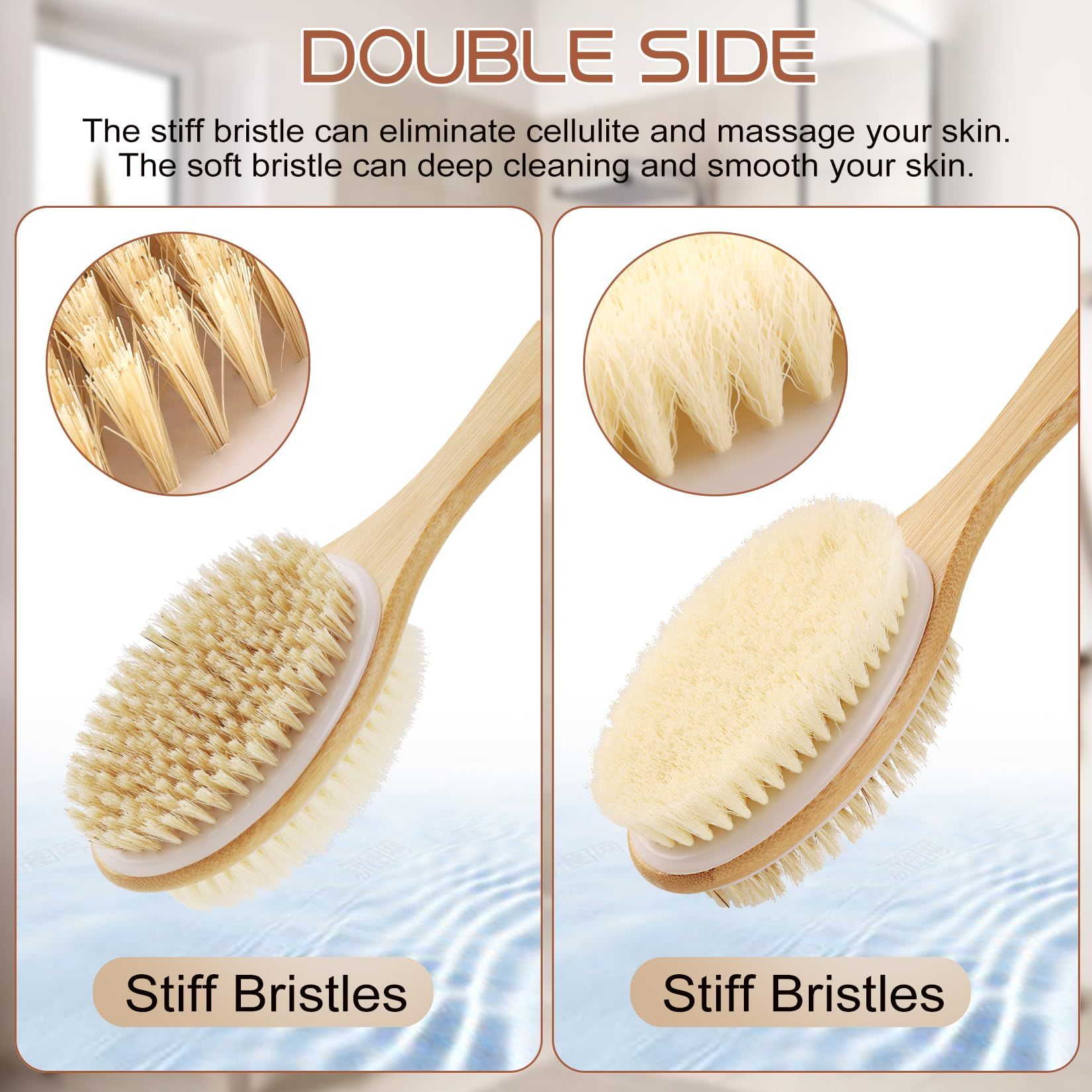 Dry Body Brush - Exfoliating Body Scrub Brush for Bath and Shower w/Thick Bristles for Lymphatic Drainage, Cellulite and Skin — image 2