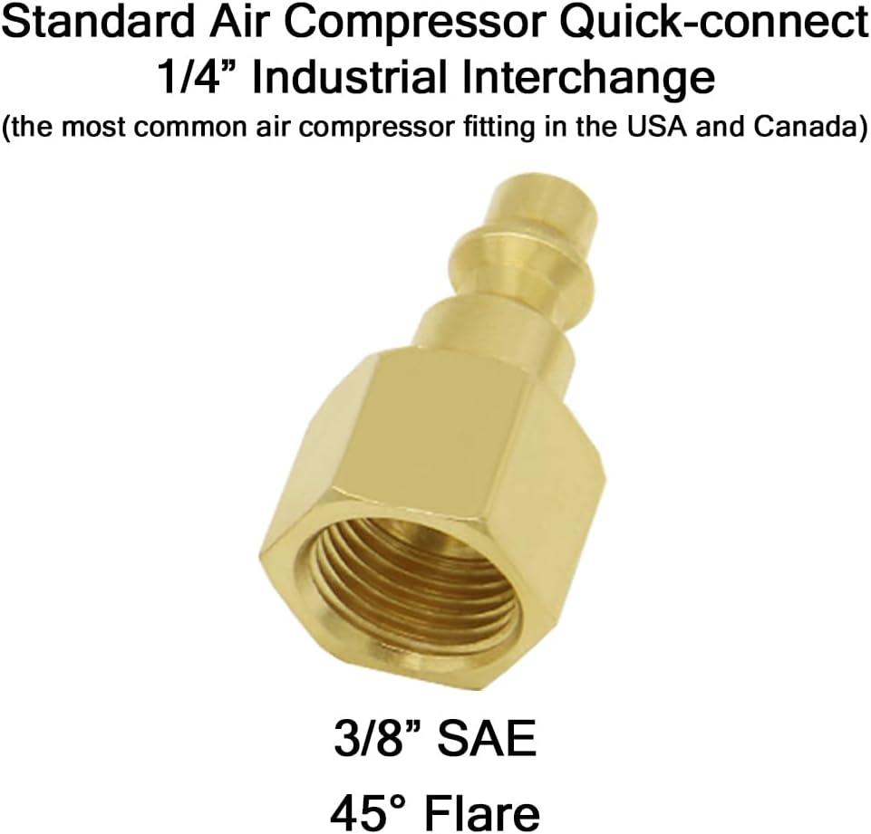 4PCS Air Plug to 3/8" Flare Female SAE Flare Fittings SAE 45° Female Industrial Brass Air Hose Quick Connect Air Fittings — image 2