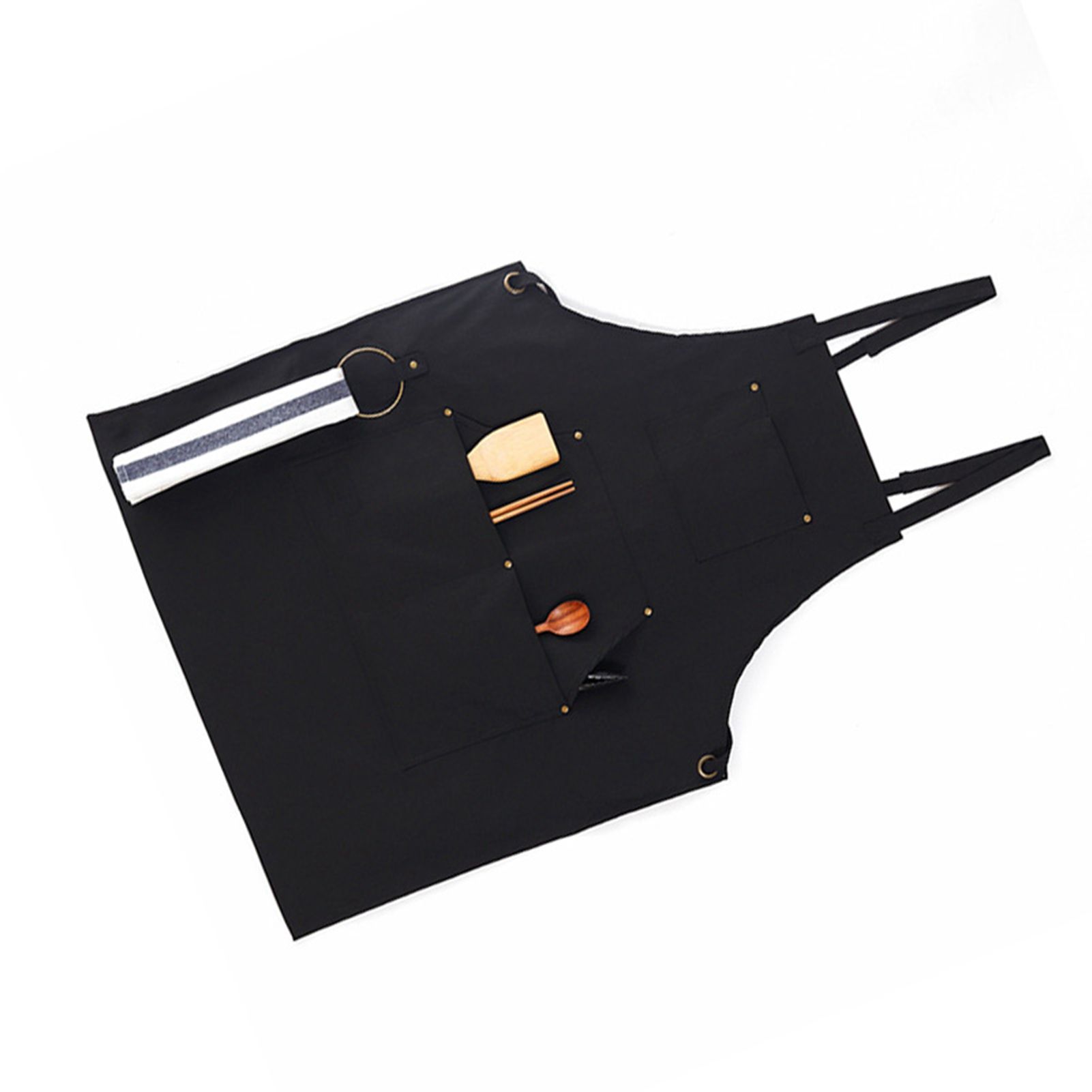 Barbecue Apron Adjustable Waterproof Work Tool Apron with Multiple Pockets Kitchen Apron — image 3