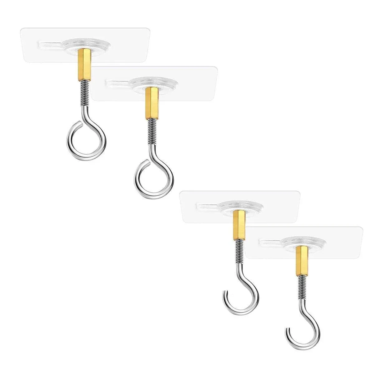 12 PCS Heavy Duty Self Adhesive Hooks Stainless Steel Ceiling Hooks for Home - Closed โ image 3