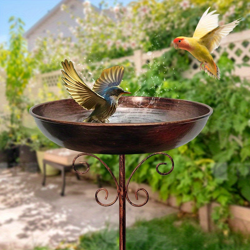 Vintage Metal Bird Bath with Pedestal Stand — image 2