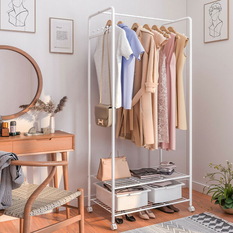 2Tier Rolling Free-Standing Clothing Garment Rack Closet Organizer Open Wardrobe — image 6