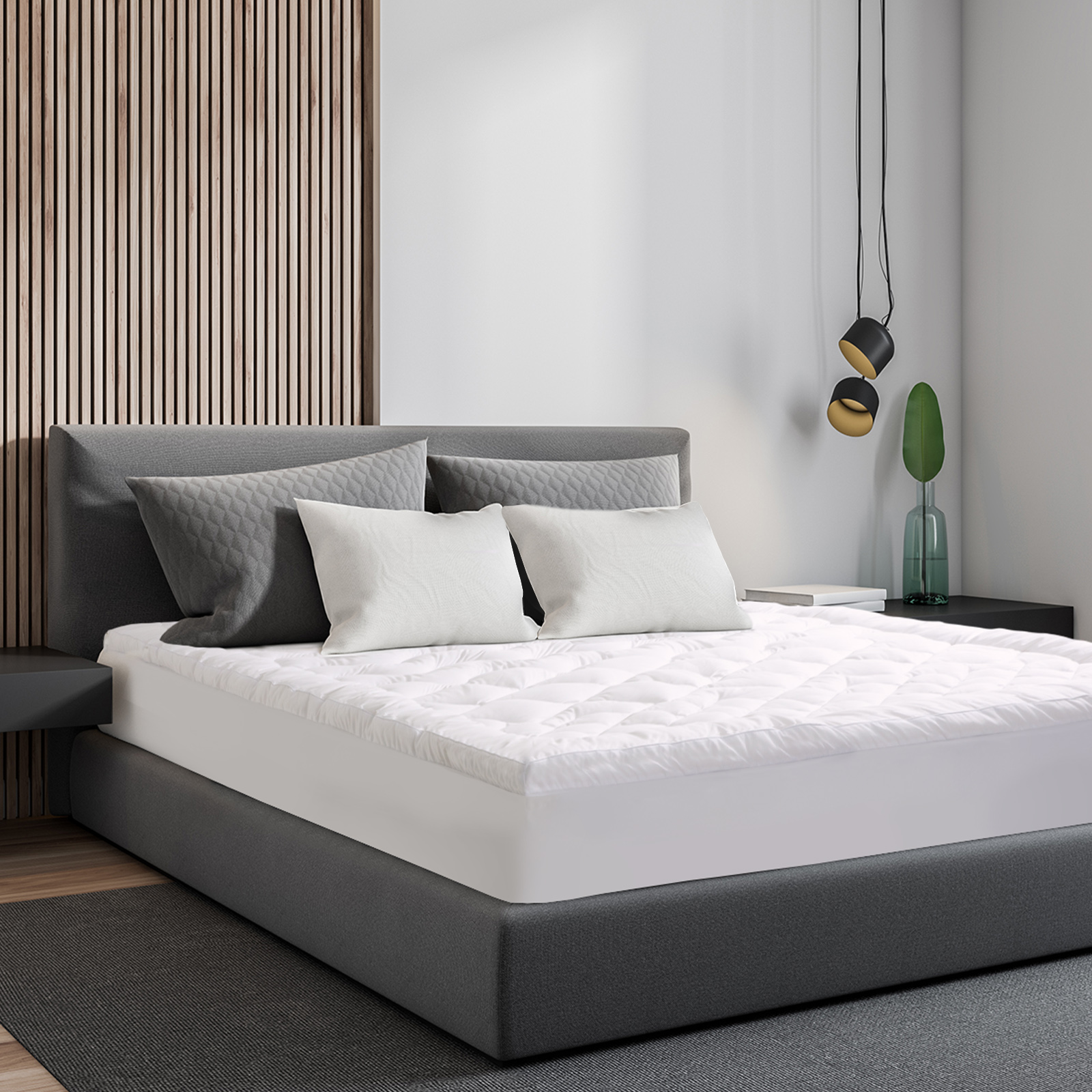 Royal Comfort 1200GSM Deluxe 7-Zone Mattress Topper Luxury Gusset Breathable - Single - White — image 2