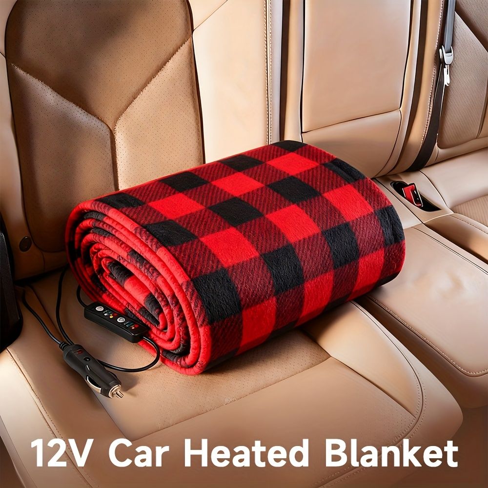 12V Car Electric Blanket for Cozy Winter Travel – Soft Fleece Heating Throw for Cars, Trucks, RVs, and Camping – Dual-Color Plaid Design with Warm Sherpa — image 4