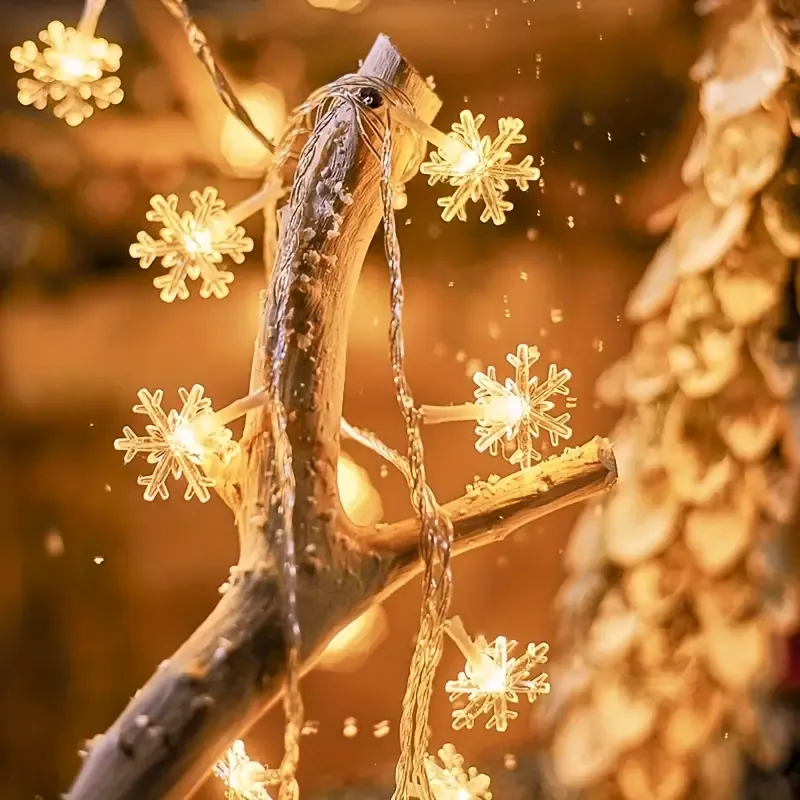 ❄️ Battery/USB Dual-Power Christmas Snowflake String Lights – Transparent 3D Design, Waterproof, Durable & Easy to Install, Brightens Up Parties and — image 3