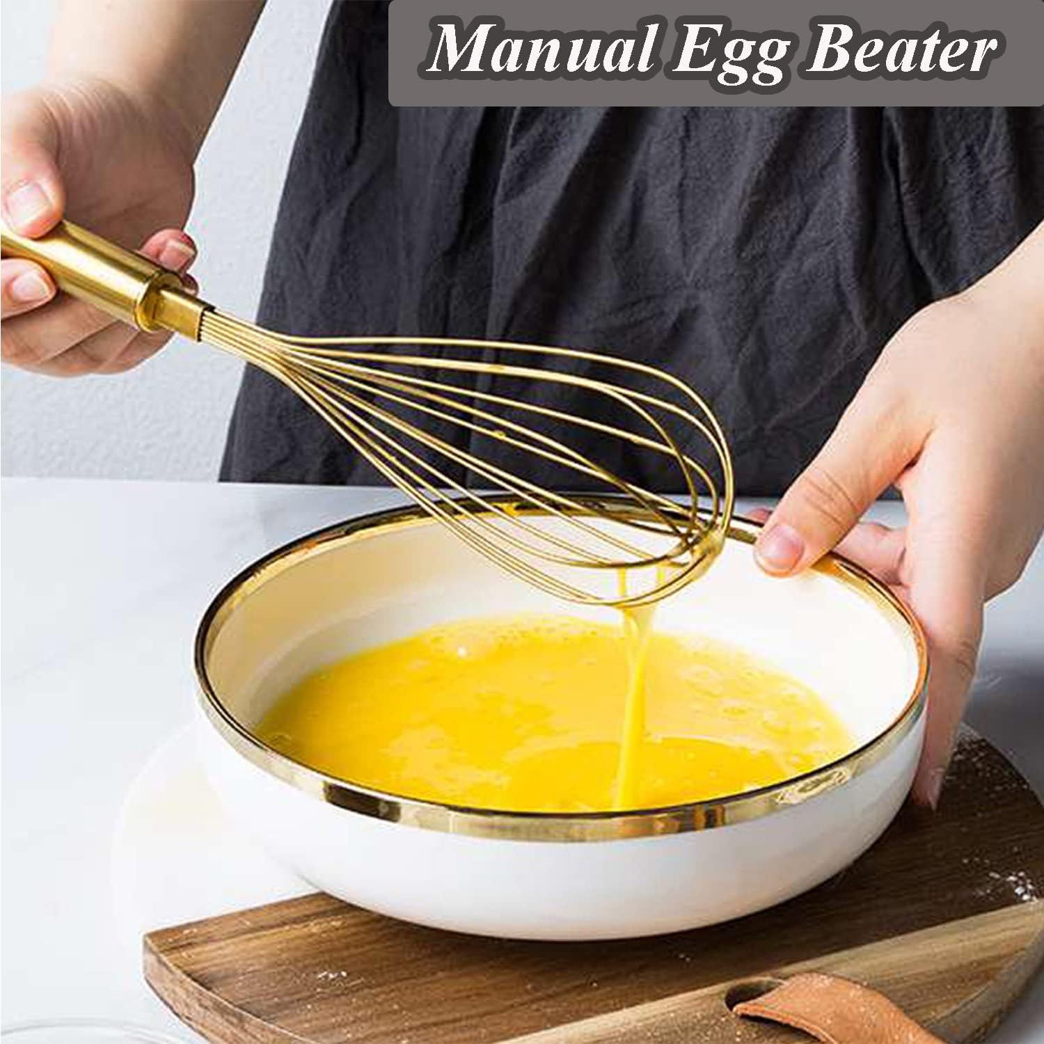 Stainless Steel Blender - Eco friendly Manual Egg Beater, Milk Blender, Manual Blender, Cake Tool, and Kitchen Small Tool - Gold โ image 2