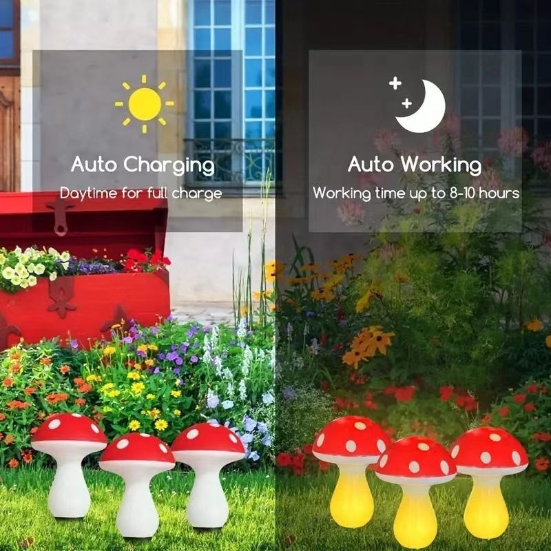 solar garden lights, mushroom outdoor lights, outdoor decoration lights, 8-mode lights, solar-powered lights, Independence Day decoration, Halloween — image 6