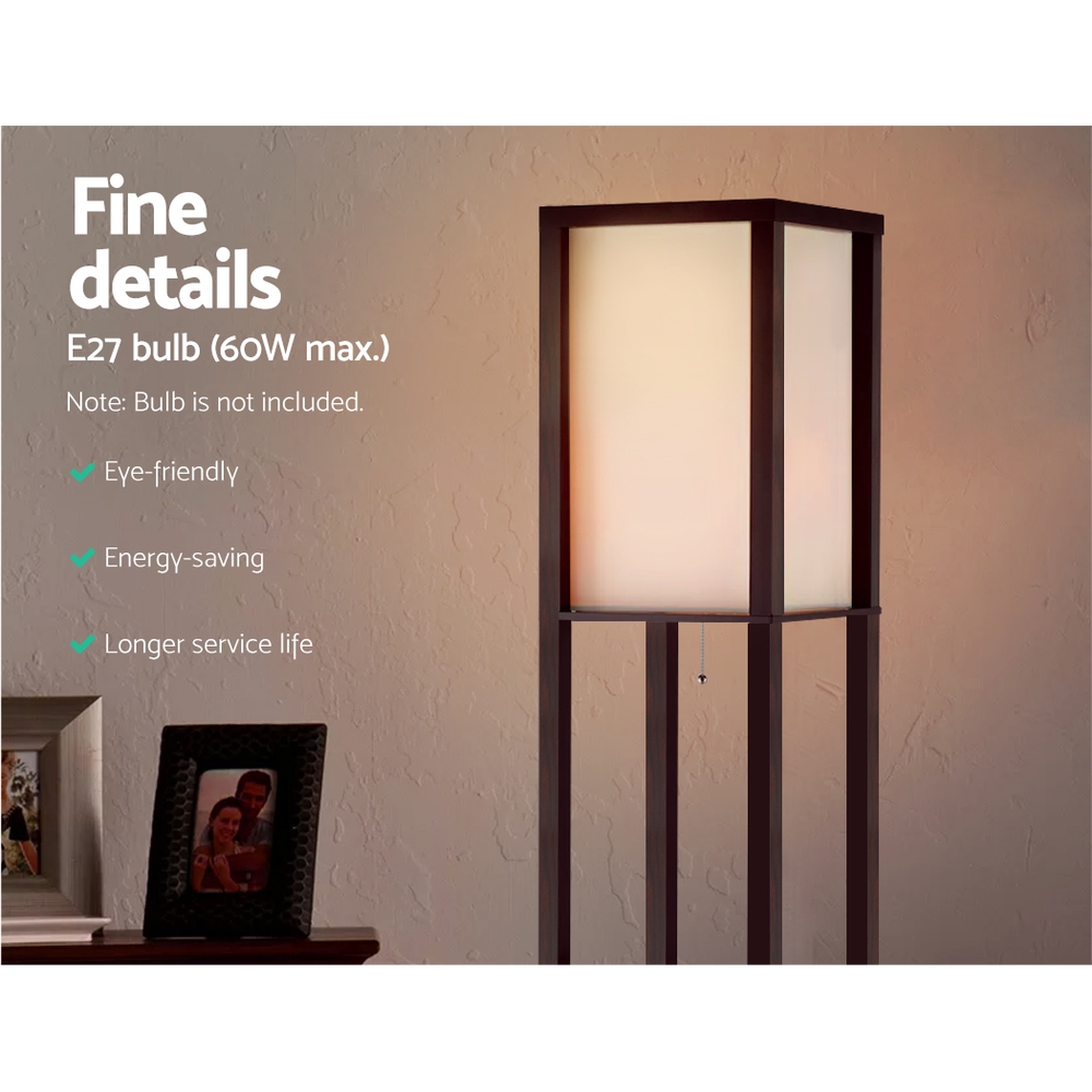 Artiss Floor Lamp 3 Tier Shelf Storage LED Light Stand Home Room Vintage Brown — image 6