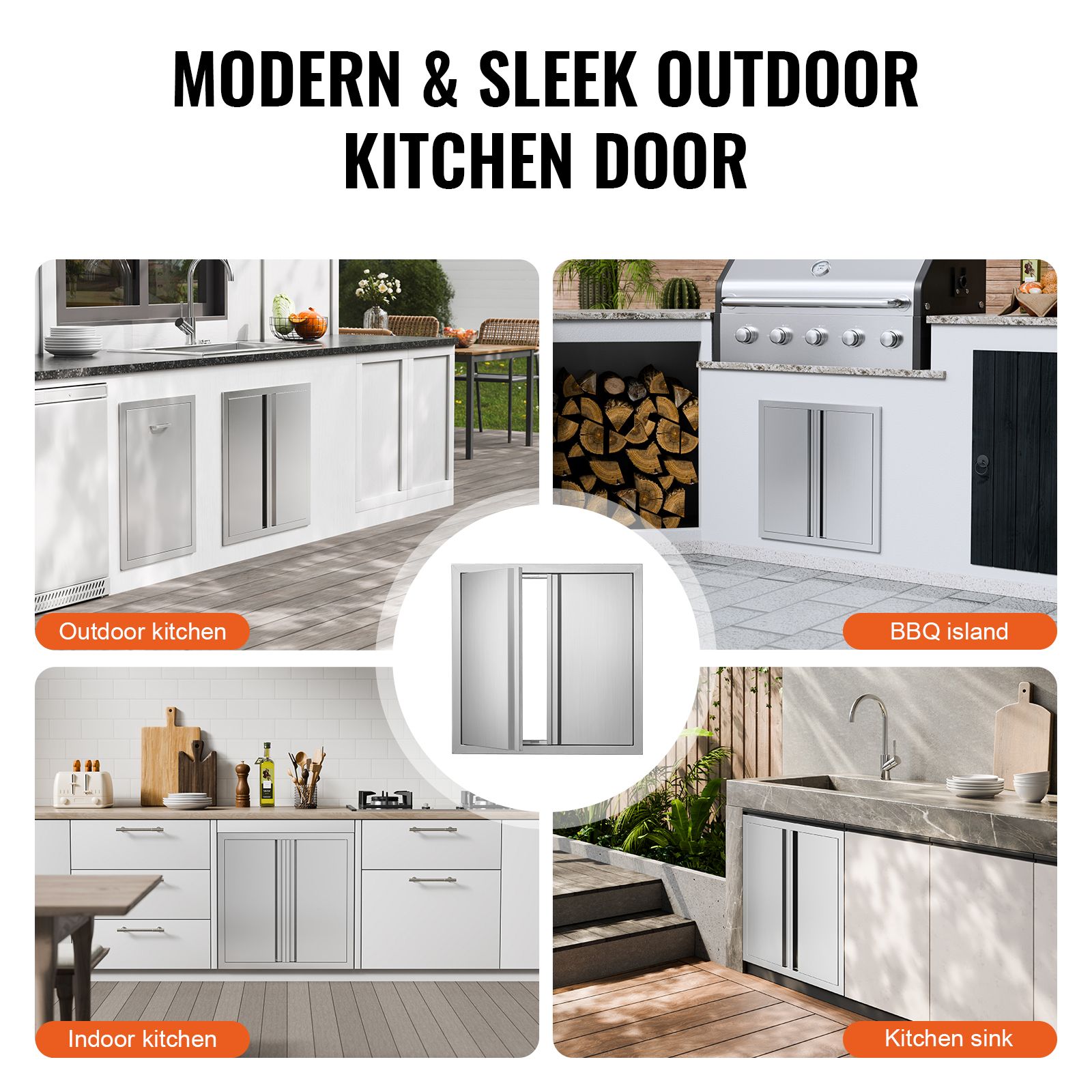 BBQ Access Door, 610 × 610 mm Double Outdoor Kitchen Door, Stainless Steel Flush Mount Door, Wall Vertical Door with Recessed Handles, for BBQ Island, Grilling — image 6