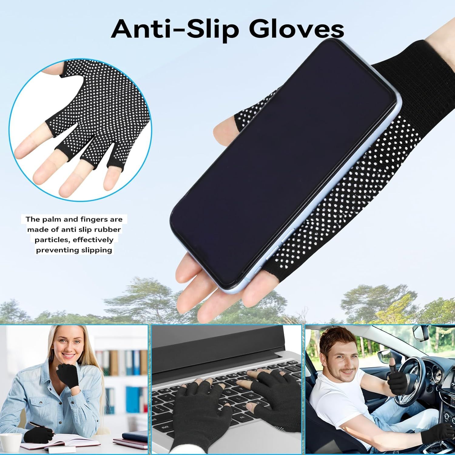 Summer Touchscreen Gloves for Women and Men, Anti-Slip Light Weight Half-Finger Gloves for Hiking, Warm Glove Cycling Driving, Cold Weather, Running, Outdoor — image 3