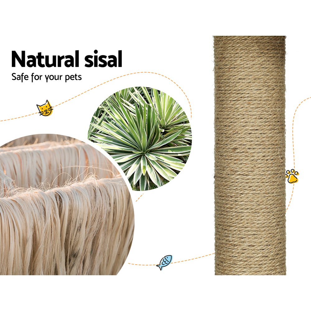 i.Pet Cat Tree 138cm Tower Scratching Post Scratcher Wood Bed Condo House Rattan Ladder โ image 4