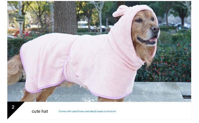 Pink Hooded Dog Bathrobe - Super Absorbent, Adjustable Fit, Cozy Pet Towel (Size: XL) — image 5