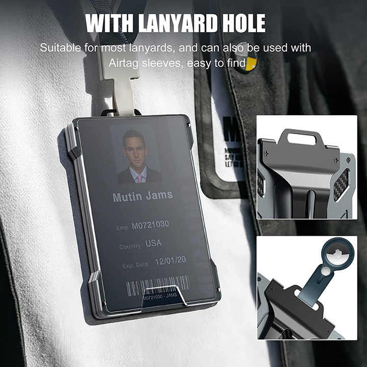 1 Pcs Gold Premium RFID Blocking Aluminum Alloy ID Badge Holder with Transparent Card Slot & Money Clip โ image 6