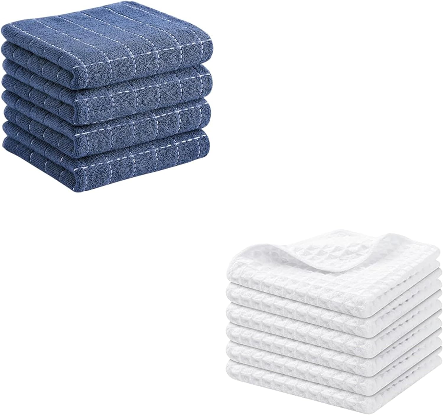 Homaxy Kitchen Towels Set, 13 × 28 inches and12 × 12 Inches, Set of 10 Bulk Cotton Kitchen Towels Set, Ultra Soft Absorbent Dish Towels for Washing Dishes