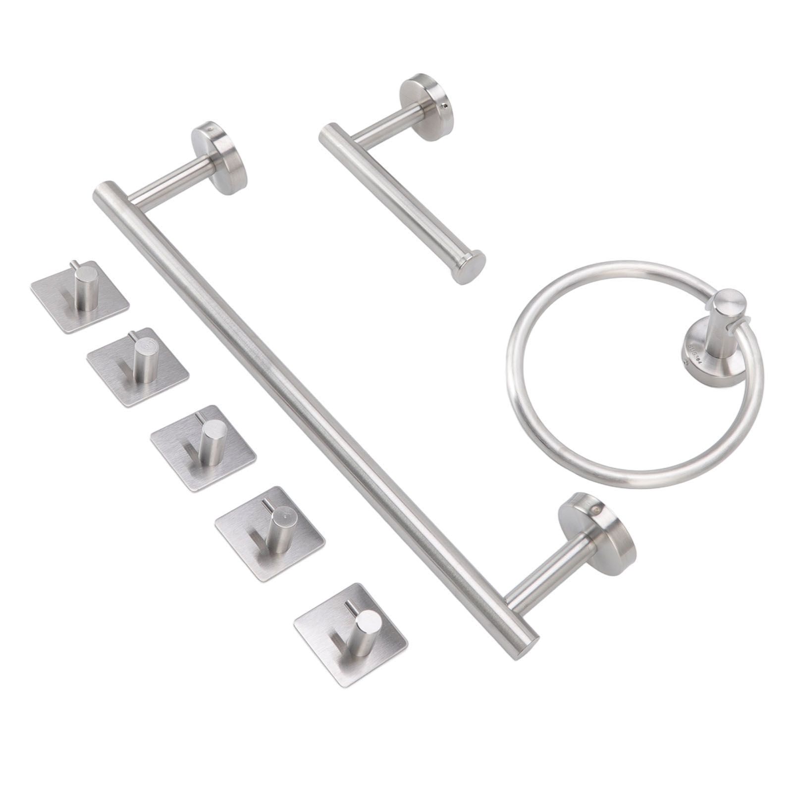 Bathroom Hardware Set with Towel Rings Towel Bar Tissue Holder 5 Hooks 304 Stainless Steel Bathroom Accessories Set โ image 4