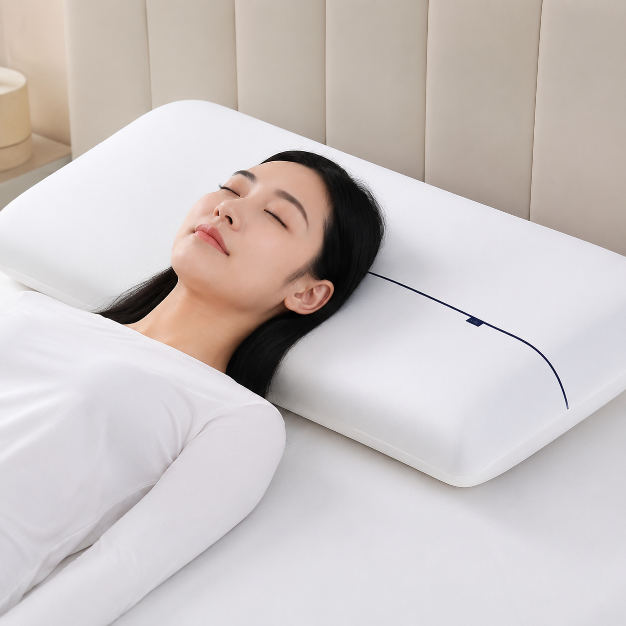Beige Deep Sleep Slow Rebound Memory Foam Pillow with Washable Cover and Storage Bag - Broad Surface and All-Around Neck Support, 68 x 40 x 8 cm for โ image 6