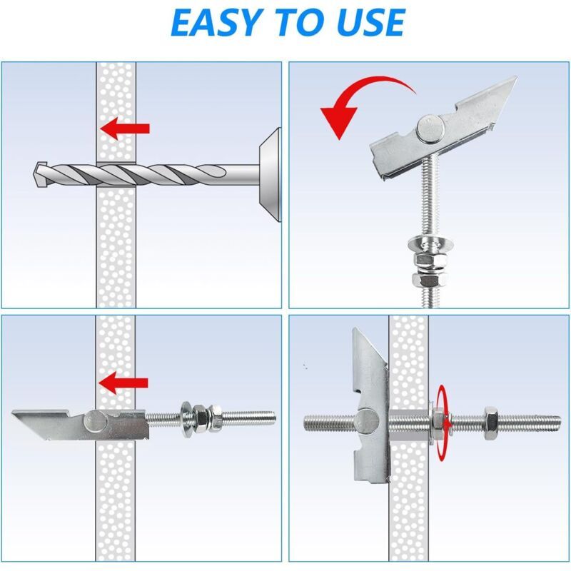 12 Pcs M8 Heavy Duty Toggle Anchors in Carbon Galvanized Steel Spring Anchors Ceiling Mounting for Hanging Heavy Objects on Drywall โ image 3