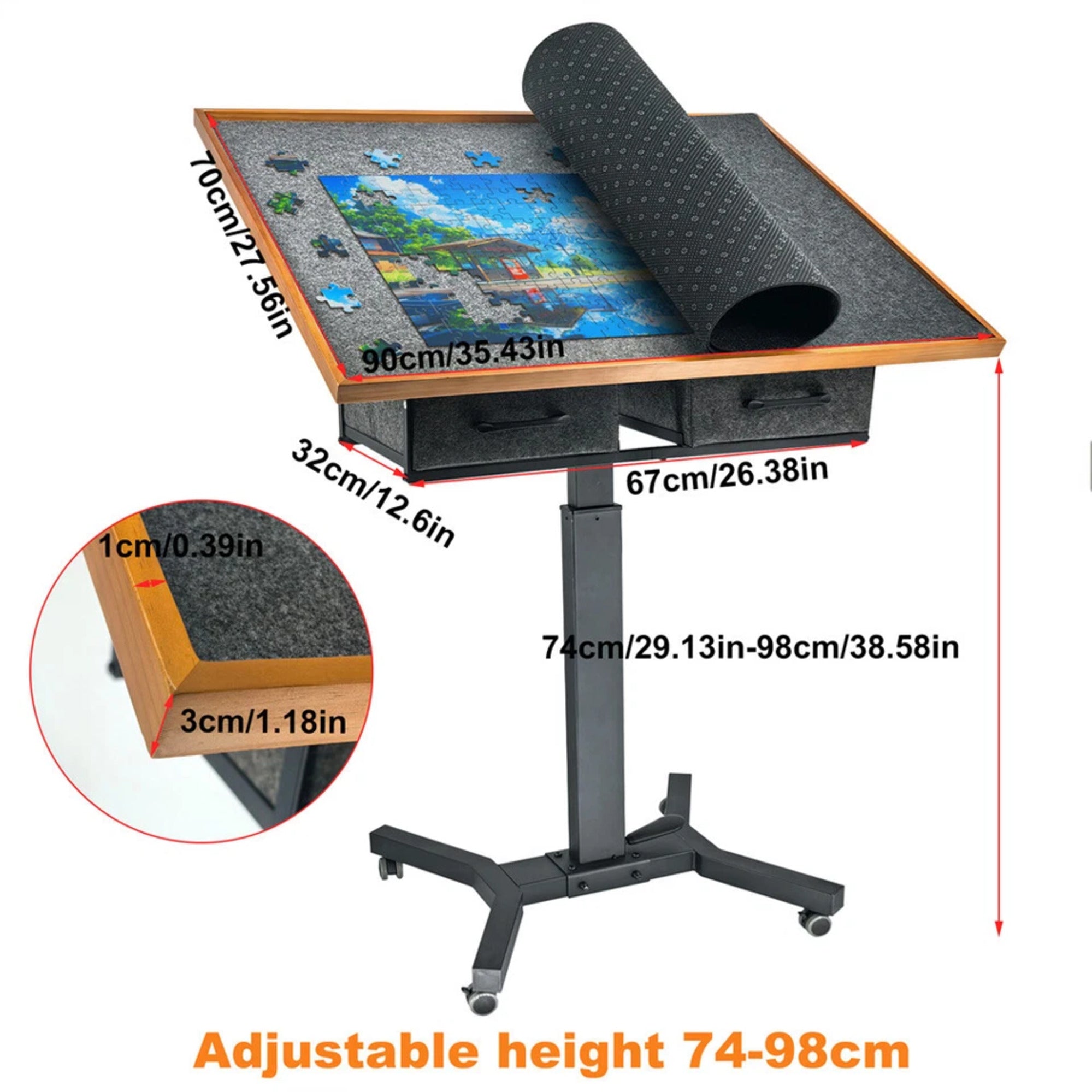 1500-Piece Jigsaw Puzzle Table with Storage Drawers, Adjustable Tilt and 360° Rotation — image 4