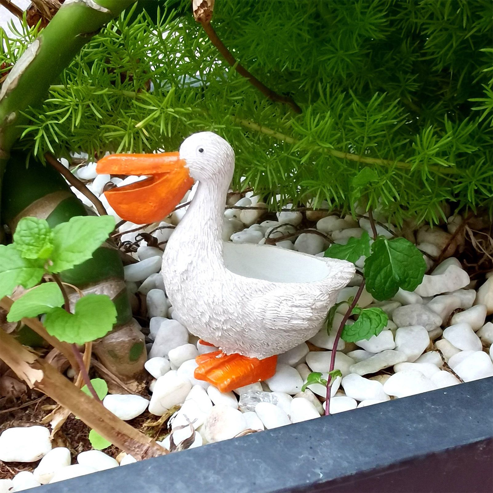 Cute Pelican Planter Pot, Small Resin Pelican Flower Pot with Drainage, Funny Animal Succulent Planter for Indoor Outdoor Garden Desk Decor Gift — image 2